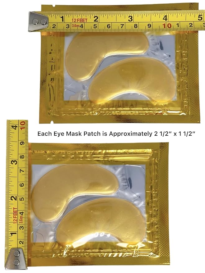Heather's Lux 24K Gold Eye Masks Under Eye Patches Eye Gels for Dark Circles, Puffy Eyes, Puffiness, Wrinkles, Fine Lines, Rejuvenating, Hydrating, Anti-Aging (20 Pairs per Box)