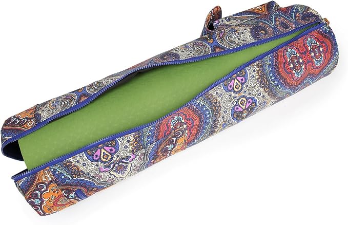 Canvas Yoga Mat Bag with Adjustable Strap & Pockets, Full-Zip Travel Gym Tote for Women & Men, Fits 1/4" & 1/3" Thick Mats, Lightweight Carrier for Yoga, Studio, Workout, Outdoor Use