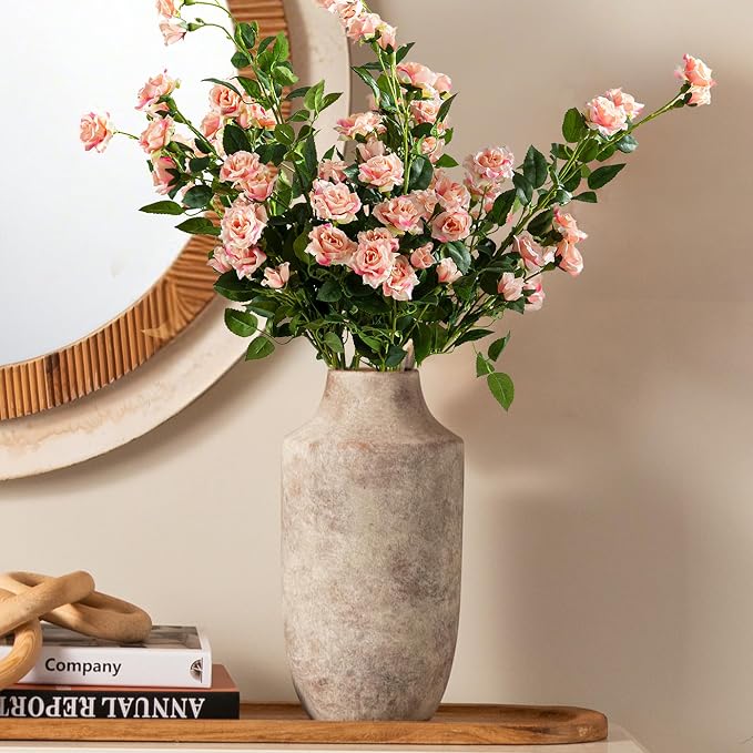 Mitt&Ditt Ceramic Flower Vase, 12.5 inch Tall Off-White Vase, Large Decorative Terracotta Vases, Farmhouse Rustic Pottery Vases for Home Decor, Living Room, Table