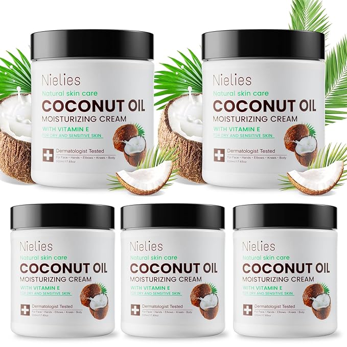 2 Pcs Spa size 500ML Coconut Oil Moisturizing Cream, Crema de coco para la piel, Coconut Oil for Face, Hands, Hair. Intense Hydration For Dry skin (5)