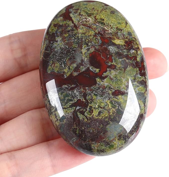 ZHIYUXI 2.4" Dragon Blood Stone Crystals and Healing Stones Gemstones Crystals and Stones Crystal Decor Energy Balancing Therapy Polished Stones Palm Stone Mediation Gifts 1PC
