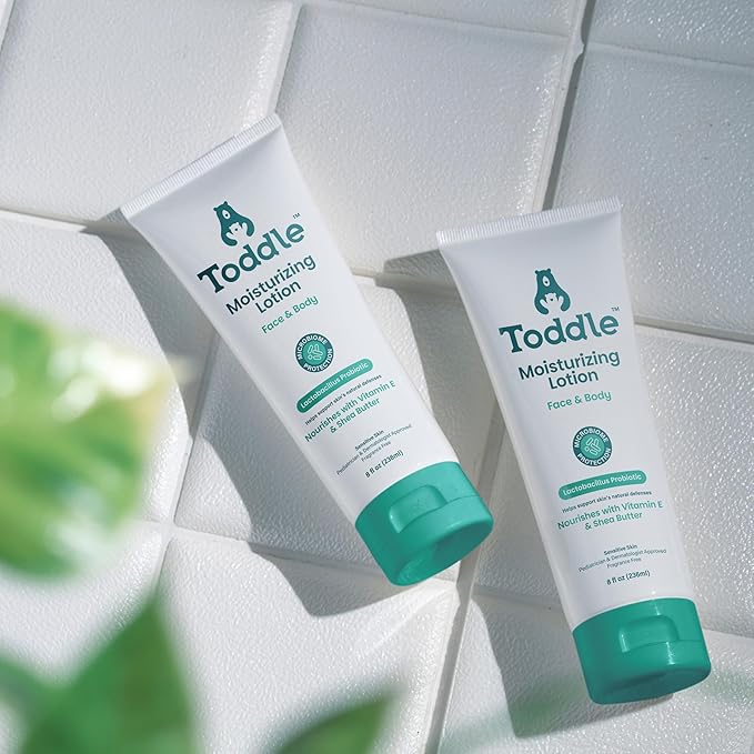 Toddle Probiotic Moisturizing Lotion for Face & Body, Eczema & Dry Skin Relief, Fragrance-Free with Vitamin E, Shea Butter for Sensitive Baby & Kids Skin, Pediatrician-Approved, 3.4oz