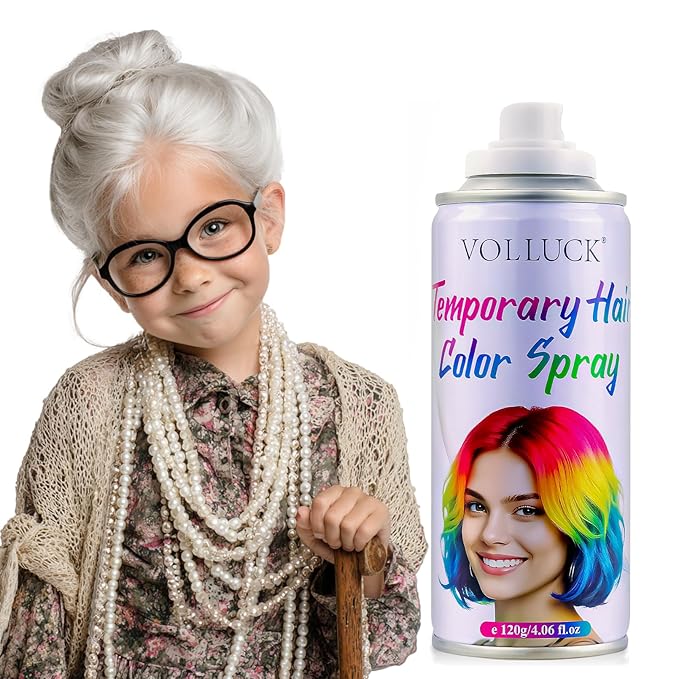 White Hair Spray Color Temporary, Hair Color Spray 1-Day Hair Dye Colored for Kids Women Men, Hair Wax Color Washable, Hair Paint Halloween Fast-Drying 4.06 Fl Oz