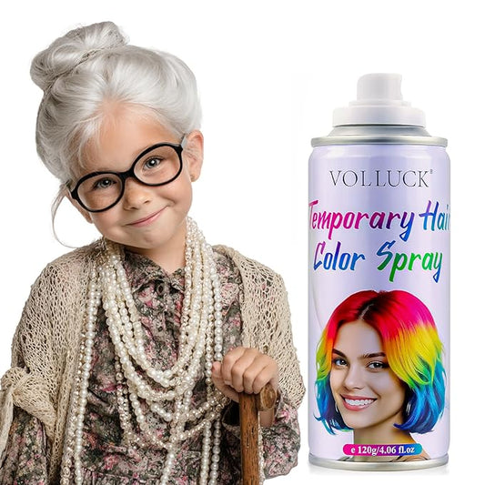 White Hair Spray Color Temporary, Hair Color Spray 1-Day Hair Dye Colored for Kids Women Men, Hair Wax Color Washable, Hair Paint Halloween Fast-Drying 4.06 Fl Oz