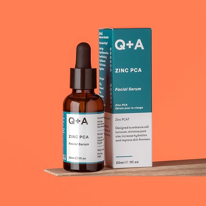 Q+A Zinc PCA Facial Serum (30ml), 99% Natural, Pore-Refining & Firming Serum with Zinc PCA and Reishi & Shiitake Mushrooms, Reduces Redness & Blemishes, Fragrance Free, Vegan & Cruelty Free Skincare