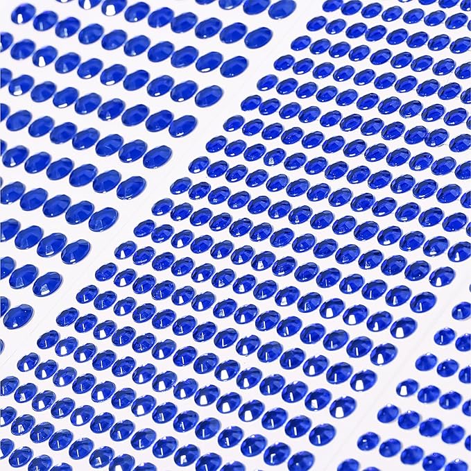 3555pcs Self Adhesive Face Gems for Makeup, Festival Jewels, Hair Gems, Rhinestone Stickers for Face, Eye, Makeup, Nail, Body, Crafts 5sheets (darkblue-3/4/5/6/8mm)