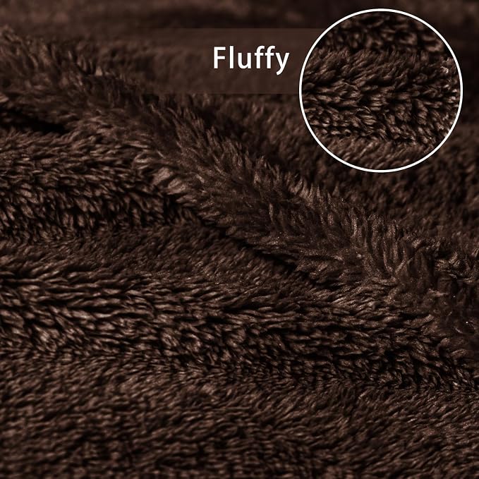 Exclusivo Mezcla Soft Plush Fleece Queen Size Blankets for Bed Living Room | Lightweight Fuzzy Fluffy Large Blanket for All Seasons, Cozy Velvet for Women Men, Machine Washable, 90"x90", Coffee