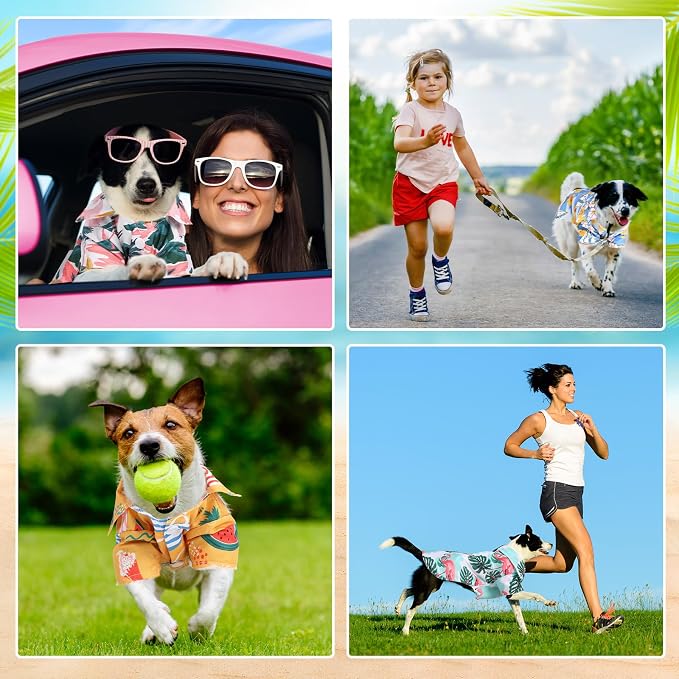 Weewooday 4 Pack Hawaiian Dog Shirts Summer Tropical,Lovely Style,Large | Breathable Tee for Small Dogs, Beach Vacation Outfit, Floral Pineapple Palm Prints, Button-down Hawaiian Style Pet Shirt