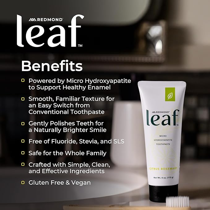 REDMOND Leaf Micro Hydroxyapatite Toothpaste Tube (Citrus Rosemary)