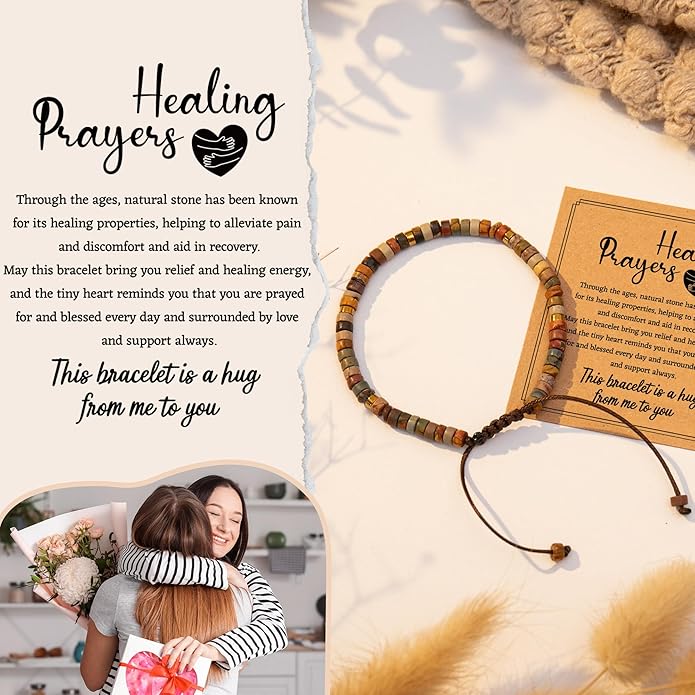 Inspirational Gifts Bracelets for Women: Valentines Mothers Day Birthday Gifts for Women Friends Sister Mom - Healing Natural Stone Beads Bracelets Thinking of you Get Well Soon Gift for Women