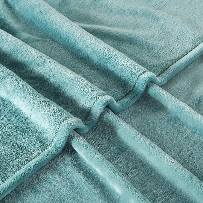 TASTHROW Large Flannel Fleece Throw Blanket, 60×80 Inch - Bluishgreen | Cozy Lightweight Thick Blanket - All Seasons Suitable for Women, Men and Kids