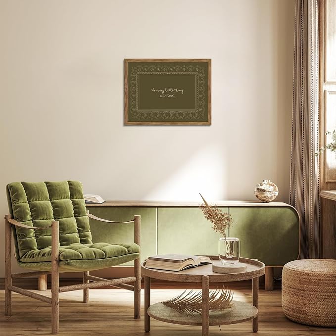 Framed Vintage Inspirational Wall Art, Do Every Little Thing with Love Quote Canvas Wall Decor Painting, Dark Green Christian Bible Verse Poster Print Picture for Living Room Bedroom 16x24 Inch