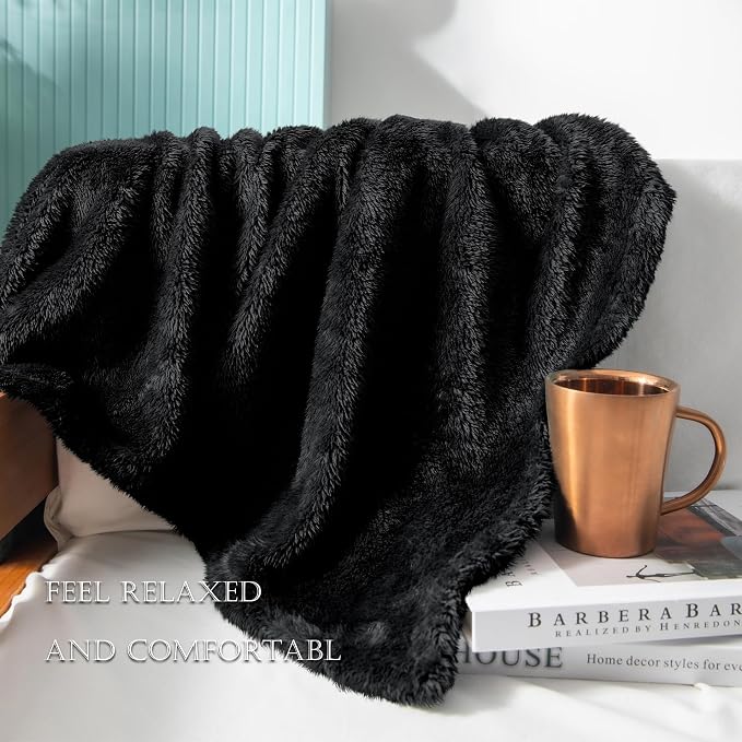 Exclusivo Mezcla Fuzzy Plush Fleece Bed Blanket Twin XL Size, Black | 90x66 Inches, Super Soft and Cozy Bed Blanket, Fluffy Blanket for Bed, College Dorm Room Essentials, All Season