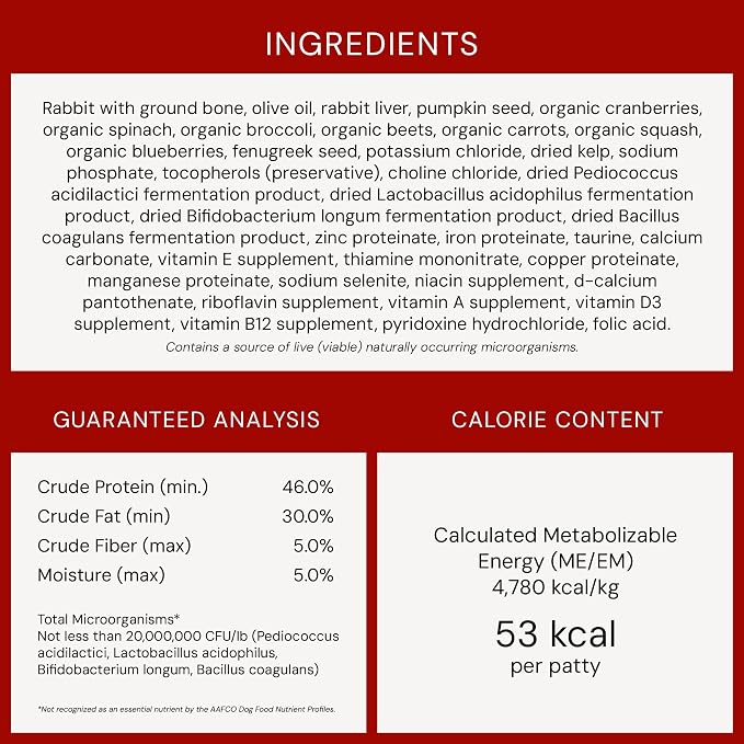 Stella & Chewy's Freeze-Dried Raw Dinner Patties - Absolutely Rabbit Recipe - High Protein Grain-Free Puppy & Dog Food - Perfect For Picky Eaters - 5.5 oz