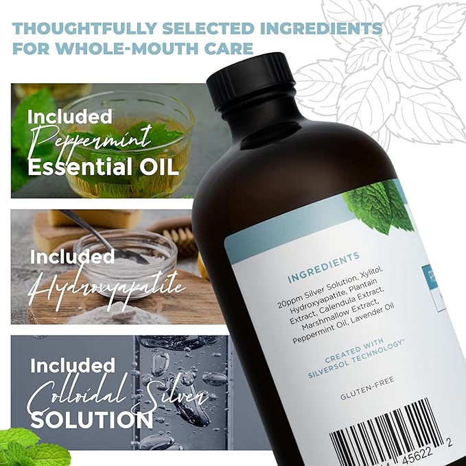 Remineralizing Oral Care Bundle – Mint Toothpaste + Alcohol-Free Mint Mouthwash | Hydroxyapatite & Colloidal Silver | Fluoride-Free, Dentist-Developed | Supports Enamel, Gum Health & Oral Microbiome