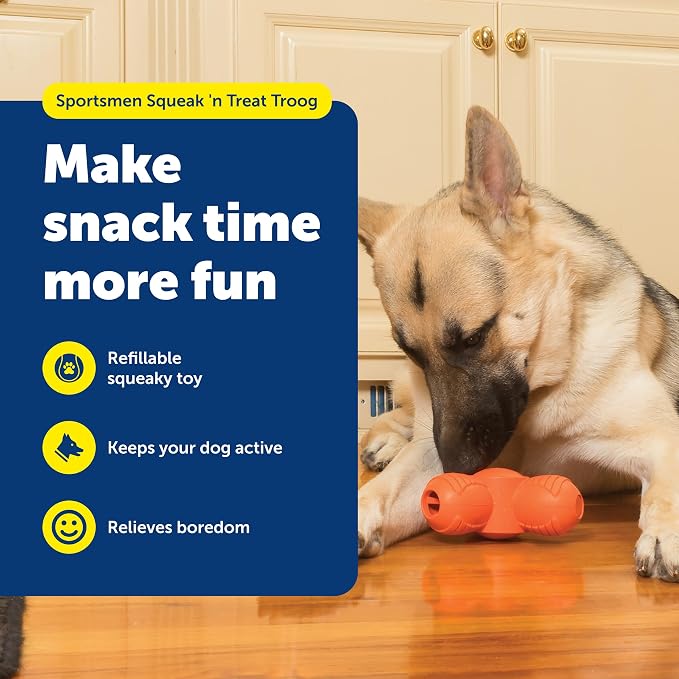 PetSafe Sportsmen Squeak 'N' Treat Troog Dog Chew Toy - Interactive Pet Puzzle for Boredom or Separation Anxiety - Use with Treats - Large