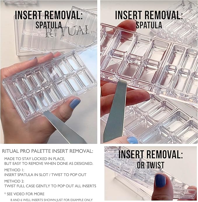 Empty Makeup Palette | 20 Wells | Modular Interchangeable Depotting System | Ritual Pro Palette 3 | Sample Bundle, Lipstick, Creams, Alcohol based makeup and paint, watercolor, Gouache, Acrylic paint