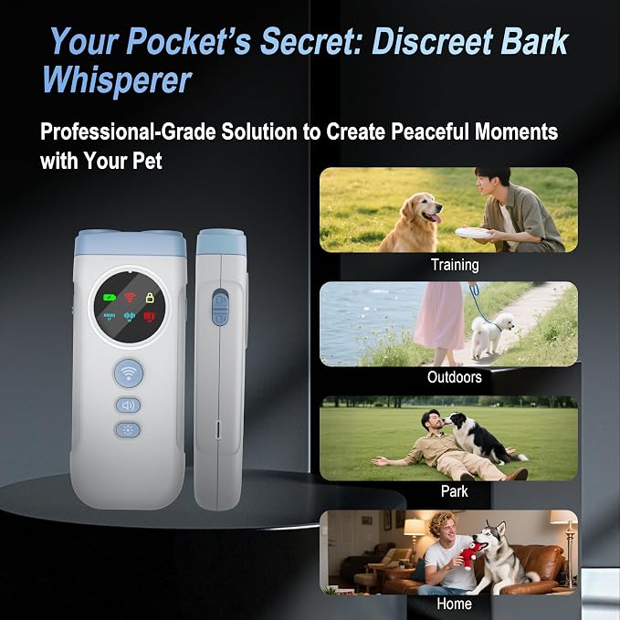 Dog Bark Deterrent Devices, 2X Ultrasonic Anti Barking Device for Dogs, Color Display & 50ft Range, Pet Gentle Anti Barking Device, Portable Safe & Effective Alternative to Bark Collars (Blue)