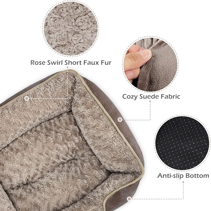 Large Dog Bed Rectangle Washable Orthopedic Soft Calming Sleeping Durable Pet Cuddler with Anti-Slip Bottom