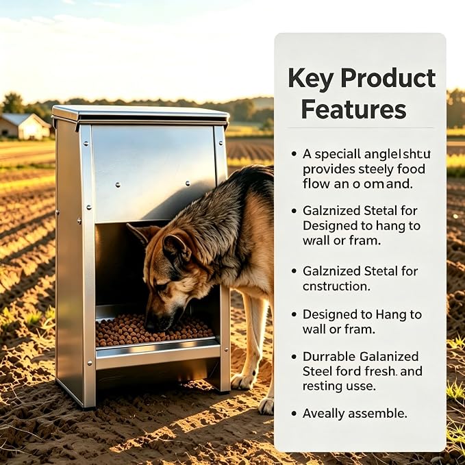 25 LBS Automatic Dog Feeder, Galvanized Steel Outdoor Pet Food Dispenser | Designedfor convenient pet care with a sturdymetal build,spacious storage ＆ a practical feeding solution for daily routines.