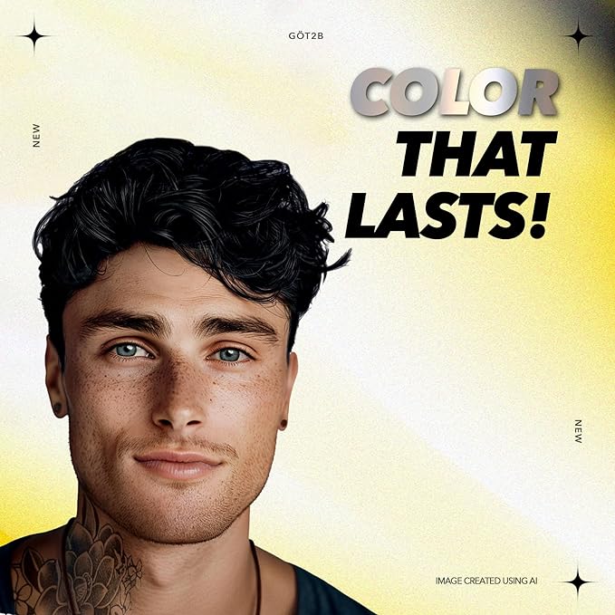 got2b Metallics Permanent Hair Dye, Midnight Black, Hair Color for Women & Men, Formulated with Metallic-Shine Booster for Cool, Shimmering Tones, Lasts Up to 30 Washes, 1 Kit