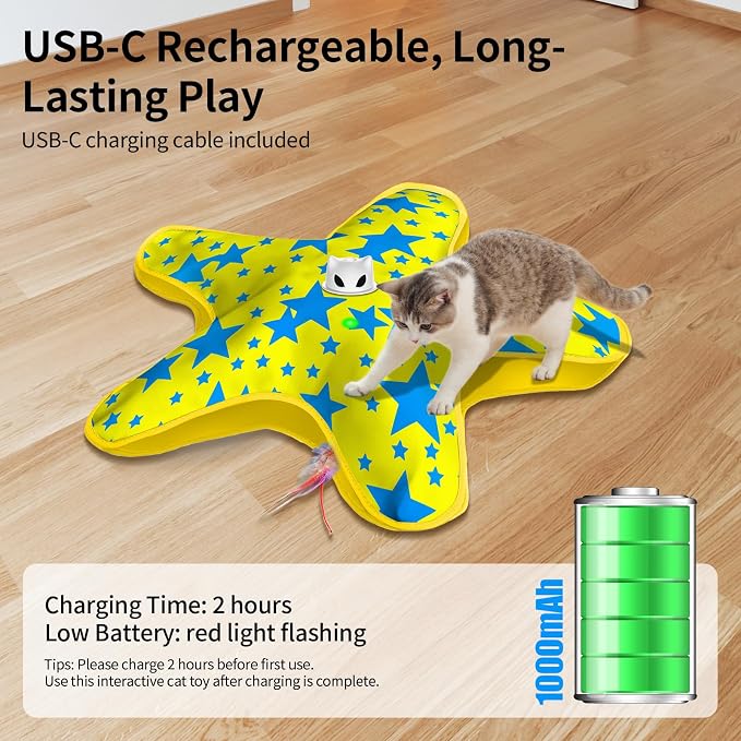 Interactive Cat Toys for Indoor Cats with Moving Concealed Feathers