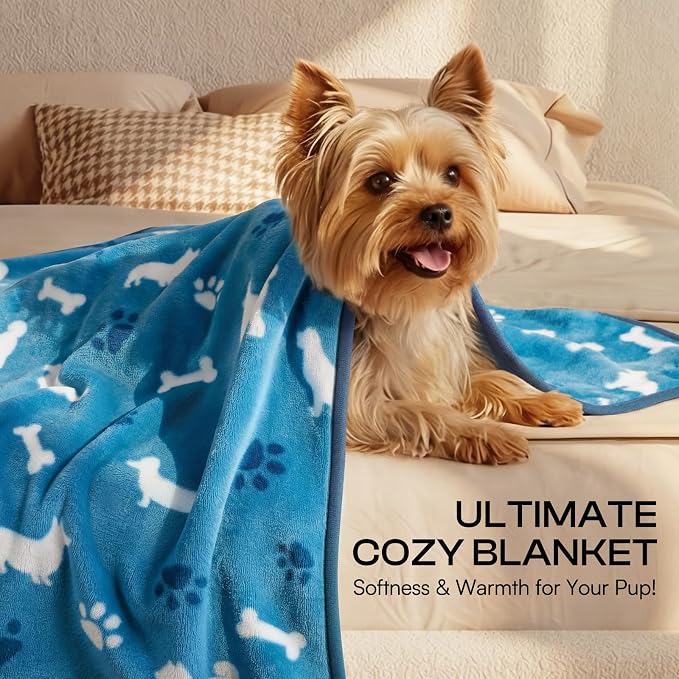 Luciphia 3 Pack Cute Dog Blankets Soft Fleece for Small Puppy Cat,23"x16" | 280GSM Fuzzy Doggy Kitten Throw Blankets Washable for Crate Bed Couch Car Indoor - Puppy Essentials Dog Gift