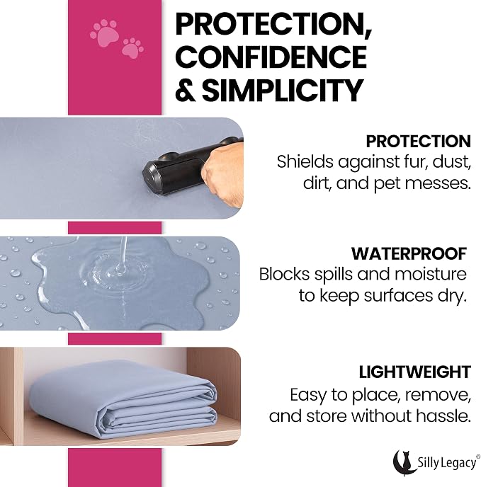 Thin Reversible Waterproof Protective Cover or Liner for Bed or Couch (Queen Size, 96 x 82 inch), for Dogs and Cats, Babies; Incontinence, Dirt, Drool