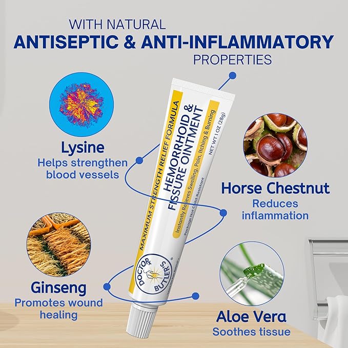 Doctor Butler’s Hemorrhoid & Fissure Ointment – Hemorrhoid Treatment and Hemorrhoid Cream with Lidocaine and Phenylephrine HCI for Fast Acting Relief of Pain, Swelling, Discomfort, and Itching (1 oz.)