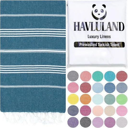 HAVLULAND Turkish Beach Towels, Oversized 40"x72" Turkish Bath Towel, Highly Absorbent Quick Dry Sand Free Beach Towels for Beach Pool Spa Gym Yoga Travel Camping Picnic Blanket - Teal