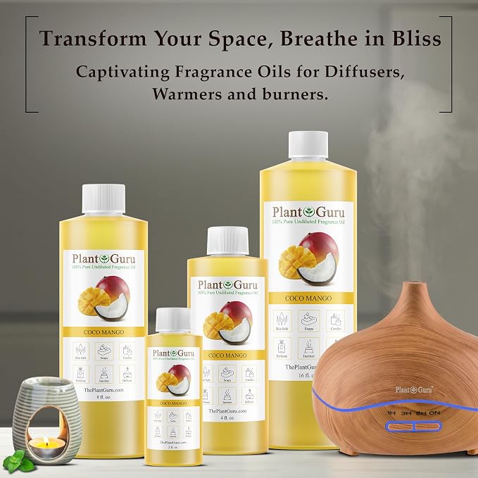 Coco Mango Fragrance Oil 4 fl. oz. Scented Oil for DIY Soap Making, Candles, Bath Bombs, Body Butters. Used in Aromatherapy Diffusers, Burners and Warmers. Great Addition to Lotions and Creams.