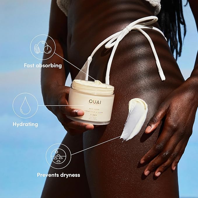 OUAI Body Cream, St. Barts - Hydrating Whipped Body Cream with Cupuaçu Butter, Coconut Oil and Squalane - Softens Skin and Delivers Healthy-Looking Glow - Sulfate-Free Skin Care (7.5 Oz) (Pack of 2)