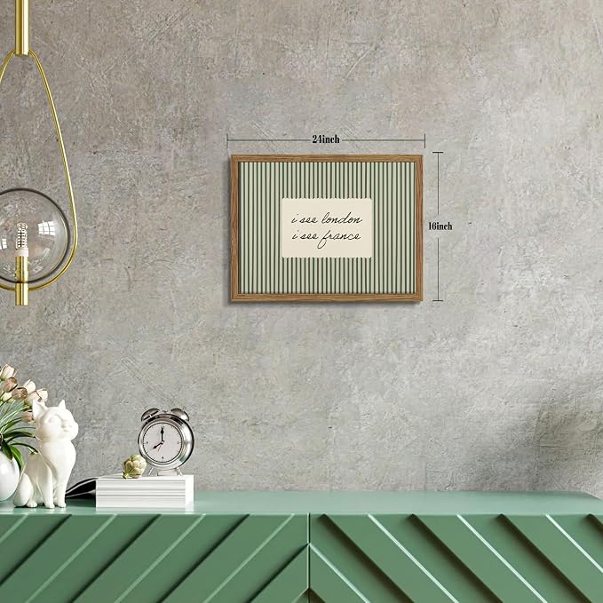 Vintage Quote Wall Art, I See London I See France Funny Bathroom Wall Decor Painting, Minimalist Green Striped Canvas Print Picture for Bathroom Bedroom Living Room 16x24 Inch Framed