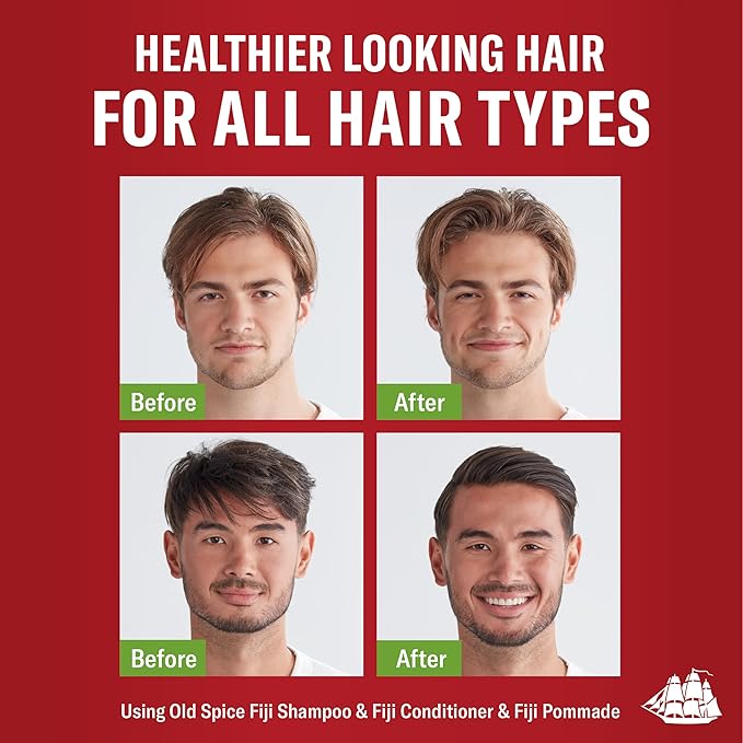 Old Spice Fiji Pomade for Men, Loose Hold, Low Shine, Men's Hair Styling, 2.22 Oz Each, Twin Pack