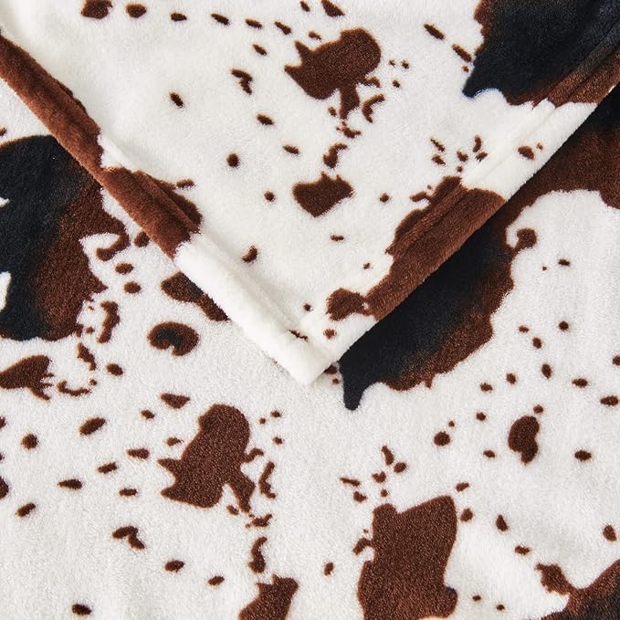 Edenleaf Flannel Cow Print Blanket 60"x80", Ultra Cozy Cow Throw Blanket for Couch Bed and Travel, Cow Decor Throw Blankets for Bed, All Seasons Twin Size Blanket 60"x80"