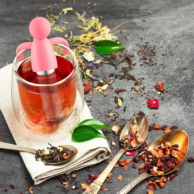 Hicarer 4 Pieces Tea Infuser for Loose Tea Cute Fine Mesh Strainer Stainless Steel Filter Ball Diffuser Steeper for Teacups Teapots (Blue,Green,Orange,Pink)