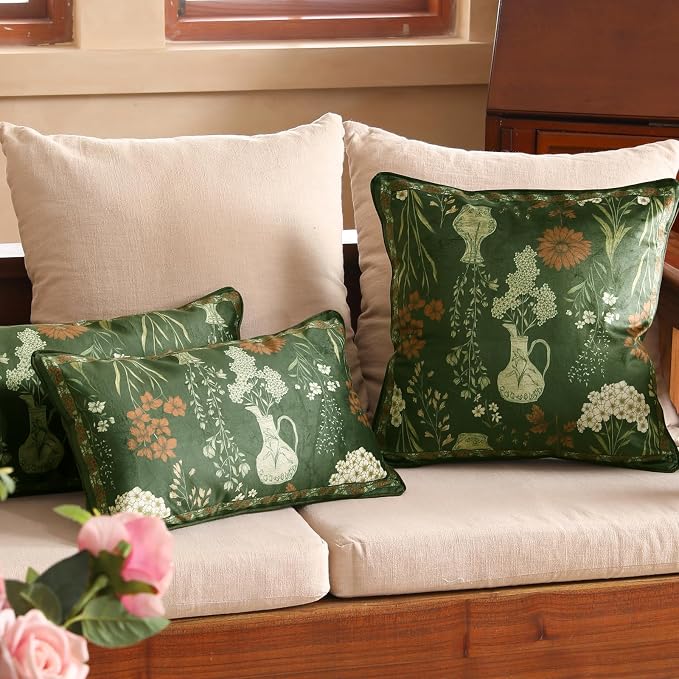 Designer Vintage Velvet Throw Pillow Cover,18"x18"-Nocturne | Pillow Cover,Concealed Zipper Design,Dragonfly Pattern,Sofas,Bedroom,Living Room,Lounge Chairs,All Season Home Decor