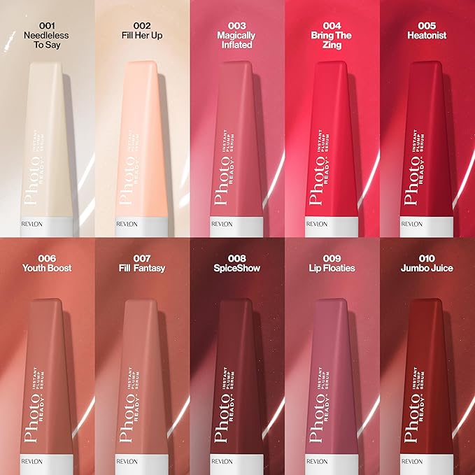 REVLON PhotoReady Instant Plump Serum, Plumping Gloss, Hydrating, Non-Sticky & High Shine Finish, 002 Fill Her Up, 0.25 fl oz
