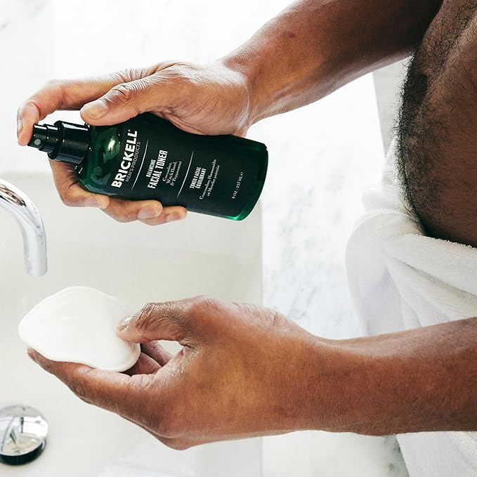 Brickell Men's Daily Elite Face Care Routine I, Toner, Gel Facial Wash, Face Scrub, Anti-Aging Night Cream, Eye Cream, Charcoal Mask and Moisturizer, Natural and Organic, Scented