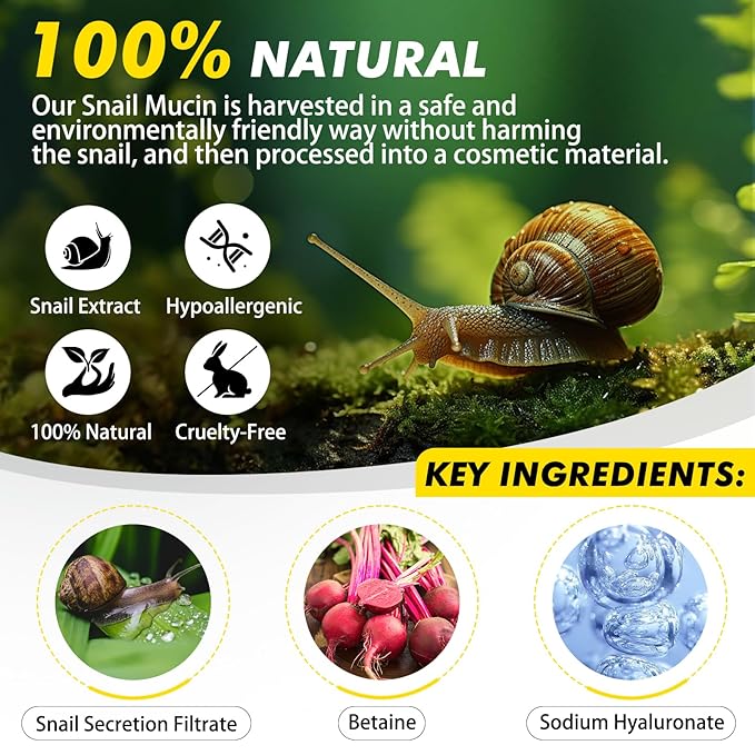 2 Pack Snail Mucin 92% Face Cream 100g, Moisturizer Hydrating Cream for Dry & Sensitive Skin, All Skin Types