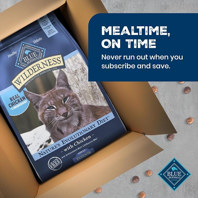 Blue Buffalo Wilderness Chicken Adult Indoor Dry Cat Food, Grain-Free 15 lb | Real Chicken #1 Ingredient, Grain-Free Recipe, High Protein Nutrition, Antioxidant-Rich LifeSource Bits