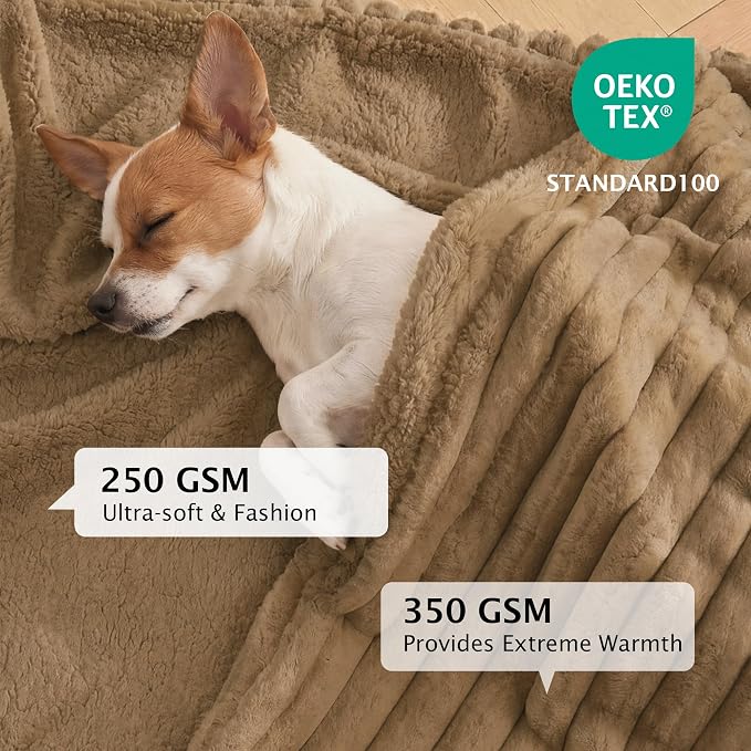 PuTian Waterproof Dog Blanket for Couch, 50"x60", Khaki | Blocks Urine, Stains and Pet Hair to Guard Furniture, Perfect For Dogs & Cats On Couch, Bed, Car And Travel