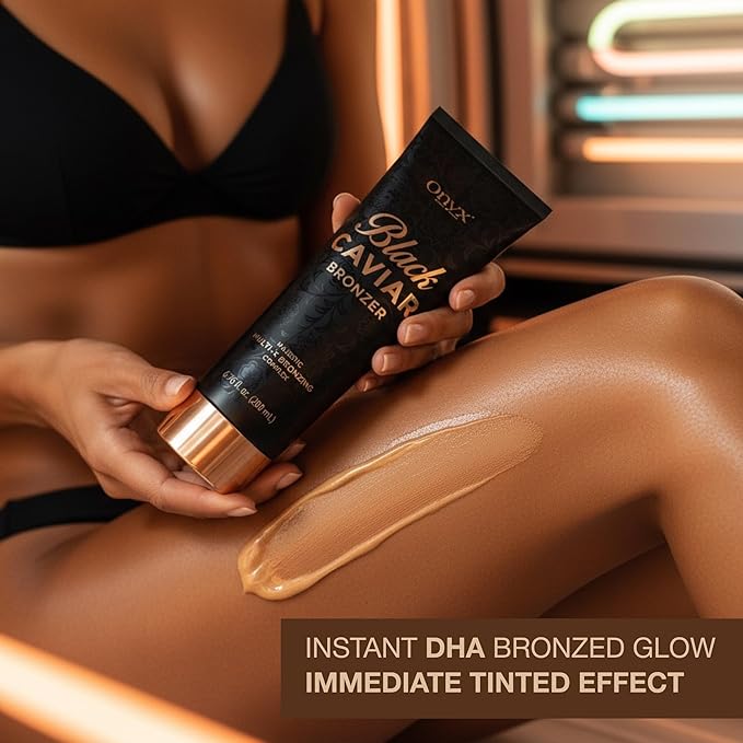 Onyx Black Caviar Dark Tanning Bed Lotion with Bronzer & Accelerator - Indoor Tanning Lotion for Ultra Dark Tan | Hydrating Aloe | 8.5 Fl Oz