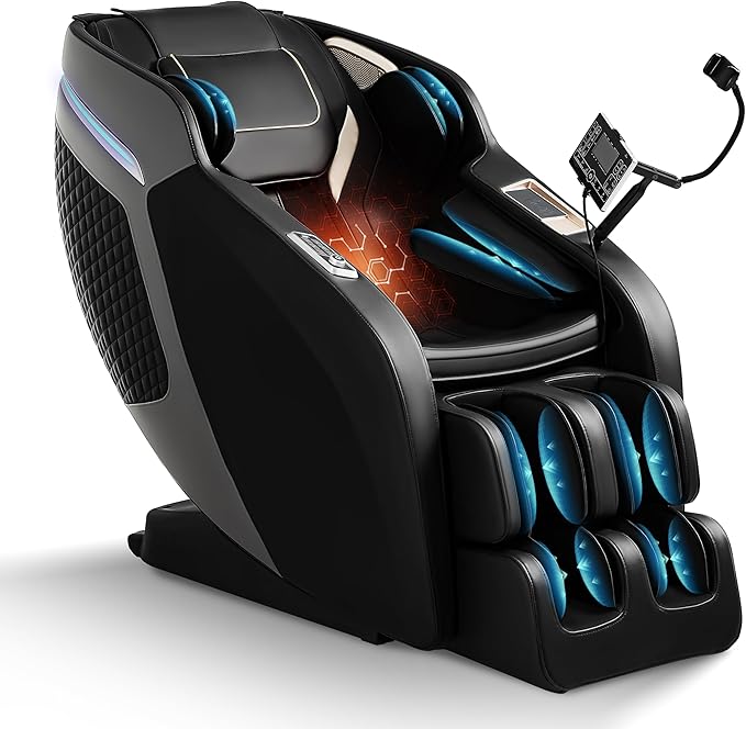 Luxury 4D Full Body Massage Chair, Zero Gravity SL-Track Shiatsu Recliner ,18 Auto Modes & 6 Massage Techniques,Lumbar & Calf Heating,Foot Roller and Calf Kneading,Voice/App/Touch Control,Body Scan