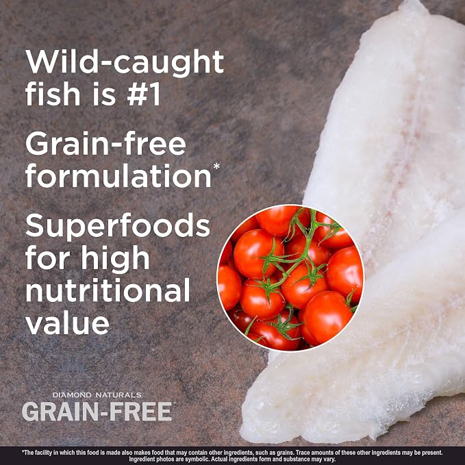 Diamond Naturals Grain-Free Dry Dog Food, Wild-Caught Whitefish, 28lb | Puppy, Adult & Senior Dogs | Wild-Caught Whitefish & Sweet Potatoes for All Day Energy | Guaranteed Probiotics