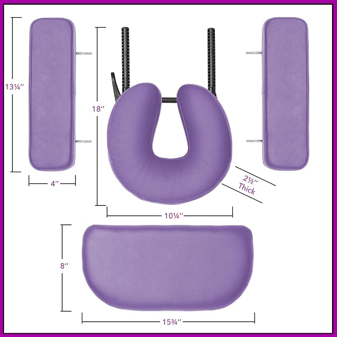 Saloniture Professional Portable Lightweight Tri-Fold Massage Table with Aluminum Legs - Includes Headrest, Face Cradle, Armrests and Carrying Case, Lavender
