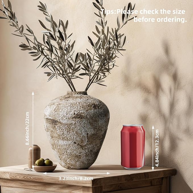 DIF DECO Ceramic Vase,Flower Vases Home Decor,Rustic Vintage Decorative Boho Vase for Centerpiece Table,Room,Bathroom,Wall,Bedroom,Living Room,Kitchen,Office Decorations,8.66 inch Retro Brown