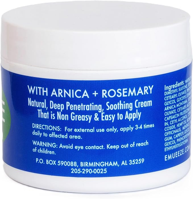 EMU-EEZE - Hemp Cream + Emu Oil - Soothing Cream with Arnica and Rosemary