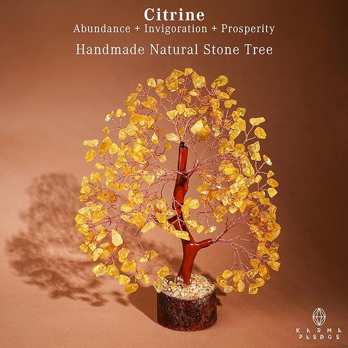 Crystal Tree of Life Birthday Gifts for Women, Men, Friends, Handmade Home Decor, Office, Room Decoration, Citrin Healing Crystal Chakra Tree for Money, Positivity, Good Luck Gifts for Her, Mom & Dad
