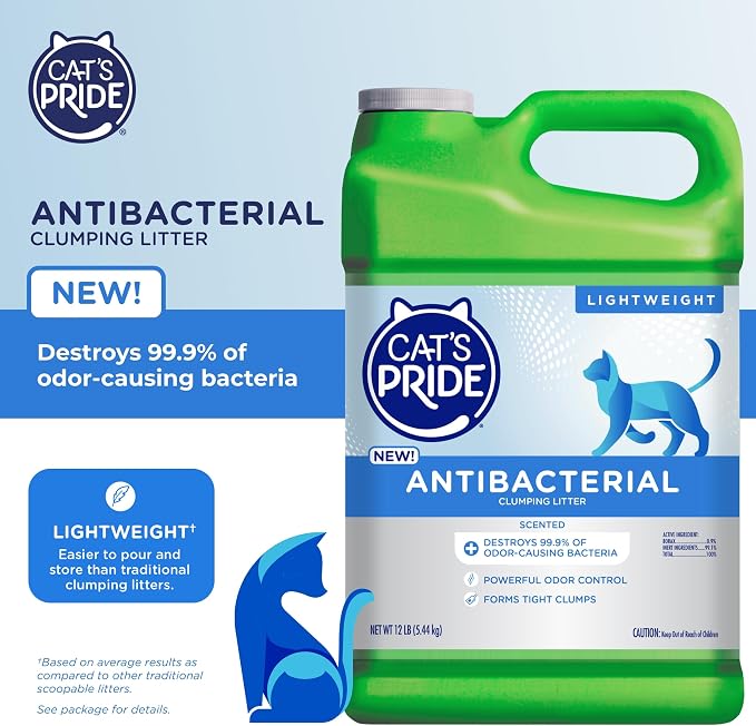 Cat's Pride Antibacterial Litter, Odor-Eliminating Lightweight Scented 12lb